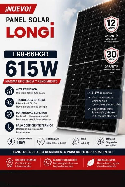 Panel solar Longi 615W (200 USD)'s foto | Qvoltaje |  BizneCubano